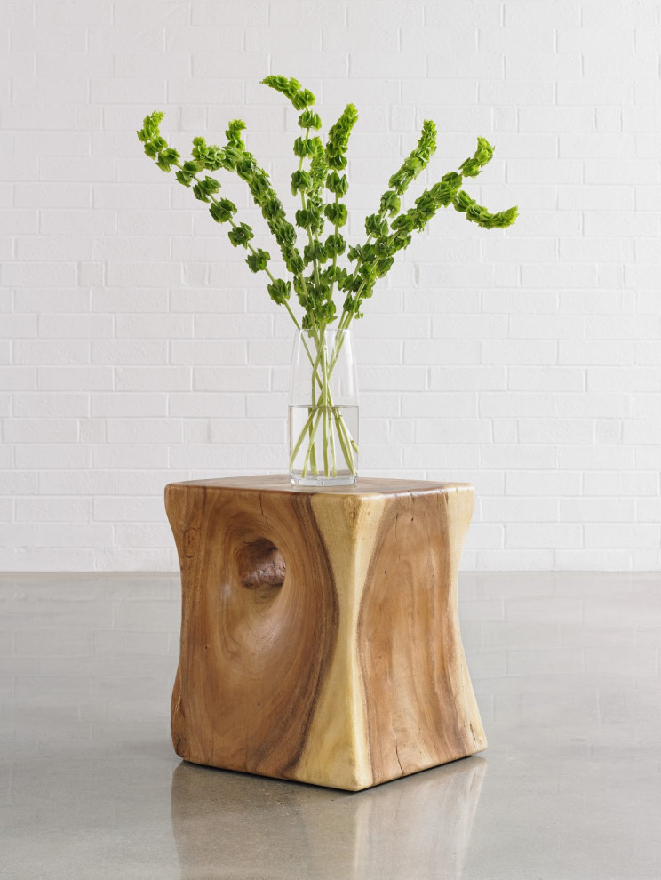 Peek a Boo Side Table  Chamcha Wood  Natural   Rustic   Side Tables And End Tables   by Phillips Collection  Houzz