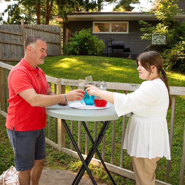 Folding Round Patio BarHeight Table