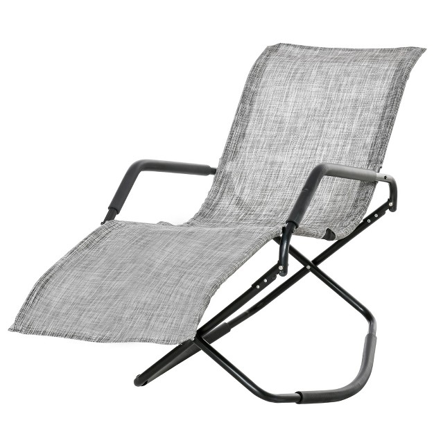 Outsunny Garden Rocking Sun Lounger Outdoor Zero gravity Folding Reclining Rocker Lounge Chair For Sunbathing