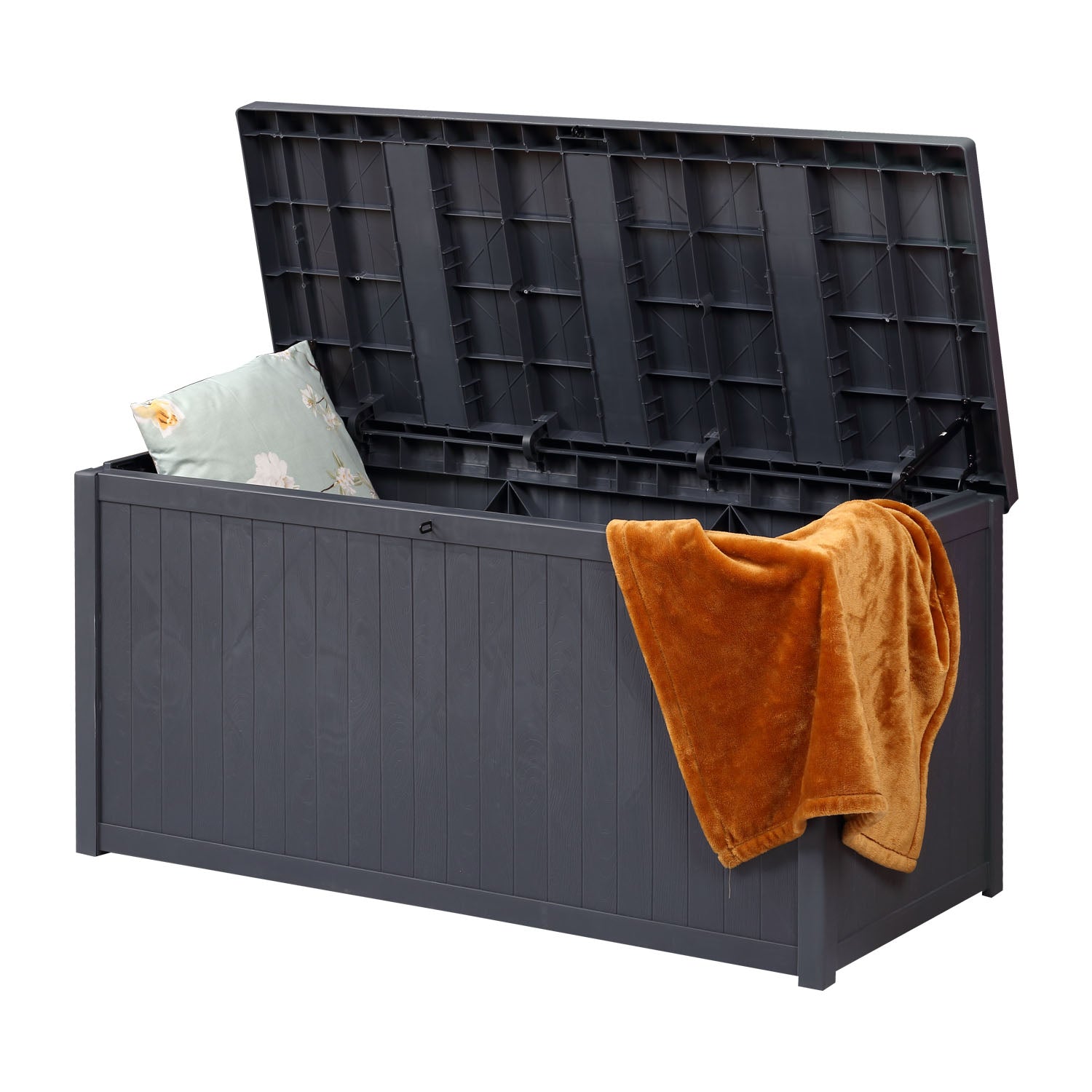 Ainfox 124 Gallon Outdoor Deck Storage Box,Gray