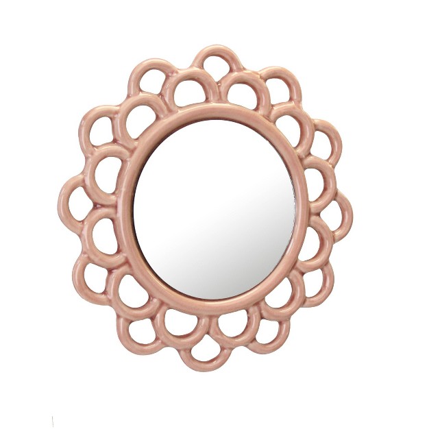 Decorative Round Floral Ceramic Wall Hanging Mirror Pink Stonebriar Collection