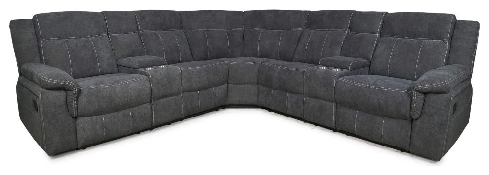 Modern Sectional Sofa Manual Lift Sofa Reclining Sofa Couch Large Sofa Set   Transitional   Sectional Sofas   by HedgeApple  Houzz