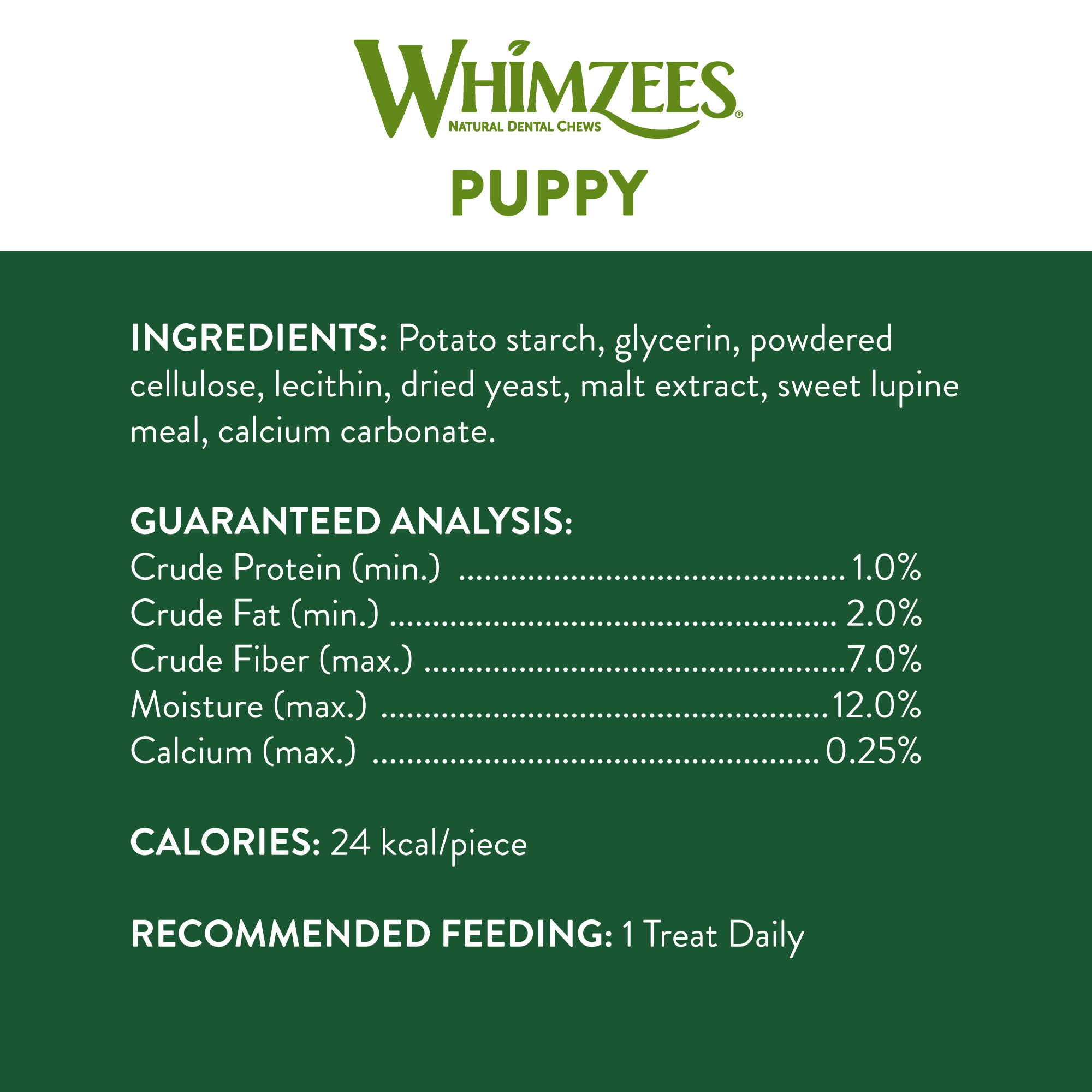 Whimzees Natural Grain Free Dental X-Small/Small Puppy Treats， 7.9 oz.， Pack of 30