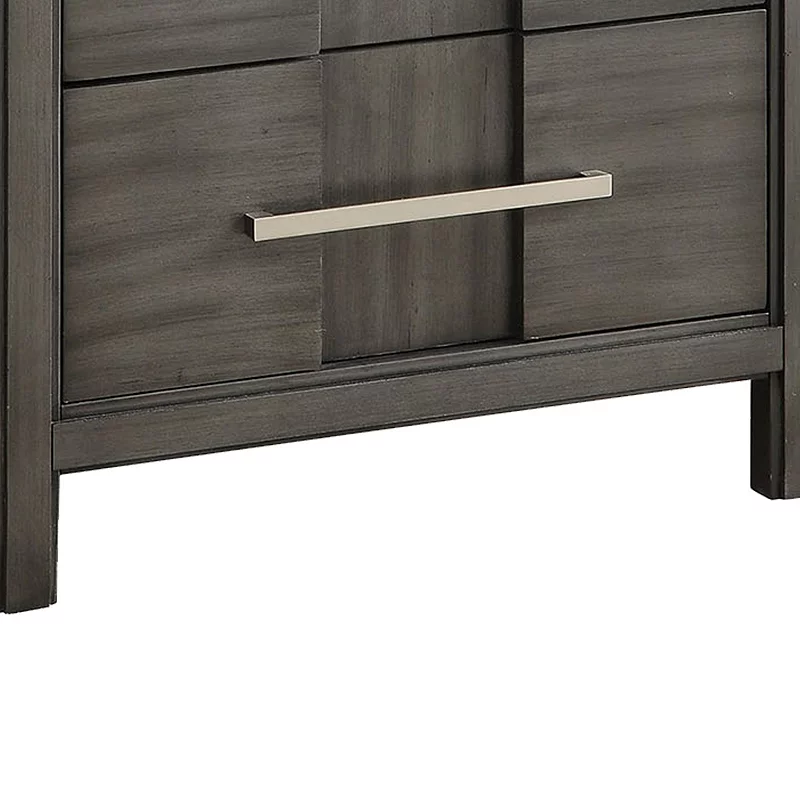 Transitional Solid Wood Night Stand With Two Drawers， Gray