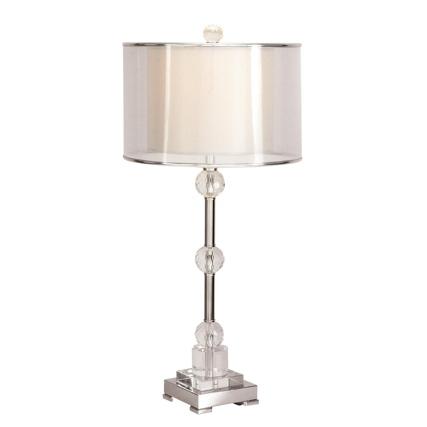 DecMode Silver Glam Metal Table Lamp with Shade， 30 H