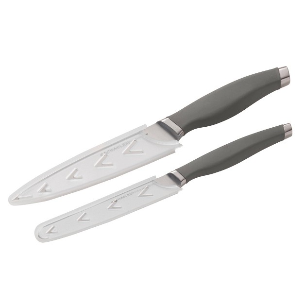 Rachael Ray 2pc Stainless Steel Utility Knife Set Gray