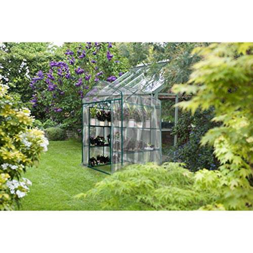 Home-Complete Walk-in Greenhouse-Indoor Outdoor with 8 Shelves, Green