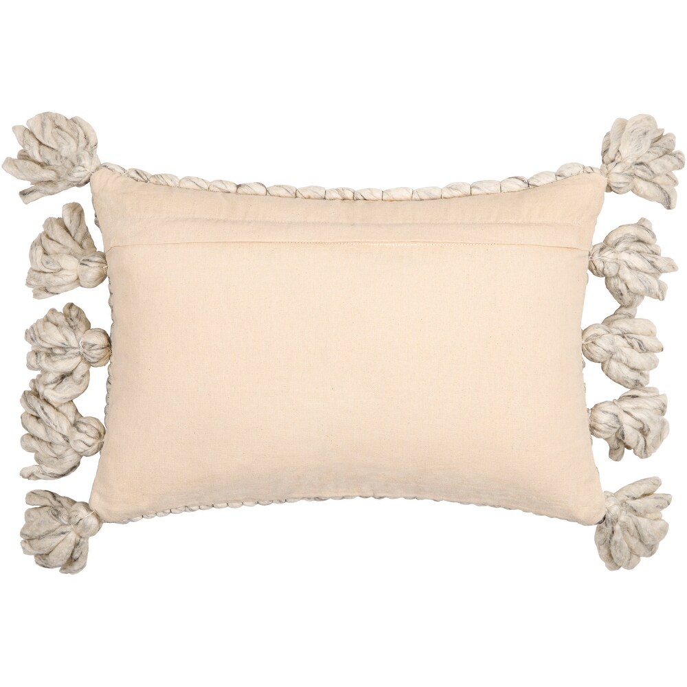 Marianne Chunky Woven Farmhouse Throw Pillow with Tassels