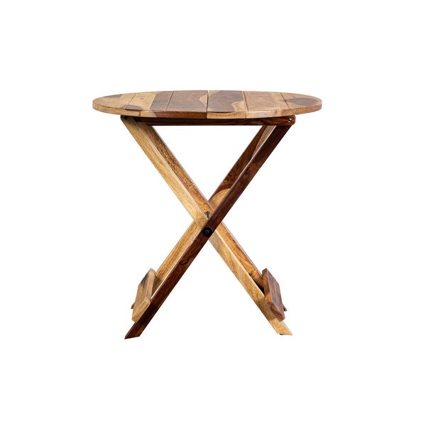 Solid Sheesham Wood Round Table， Harvest