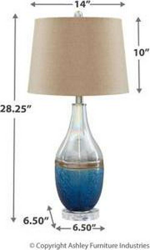 Signature Design by Ashley Johanna Beach Inspired Glass Table Lamps， Set of 2 ， Clear and Blue