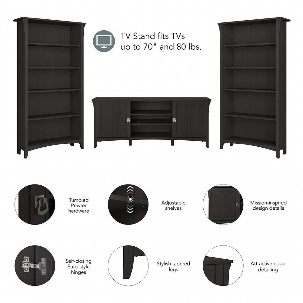 Salinas TV Stand for 70 Inch TV with Bookcases by Bush Furniture