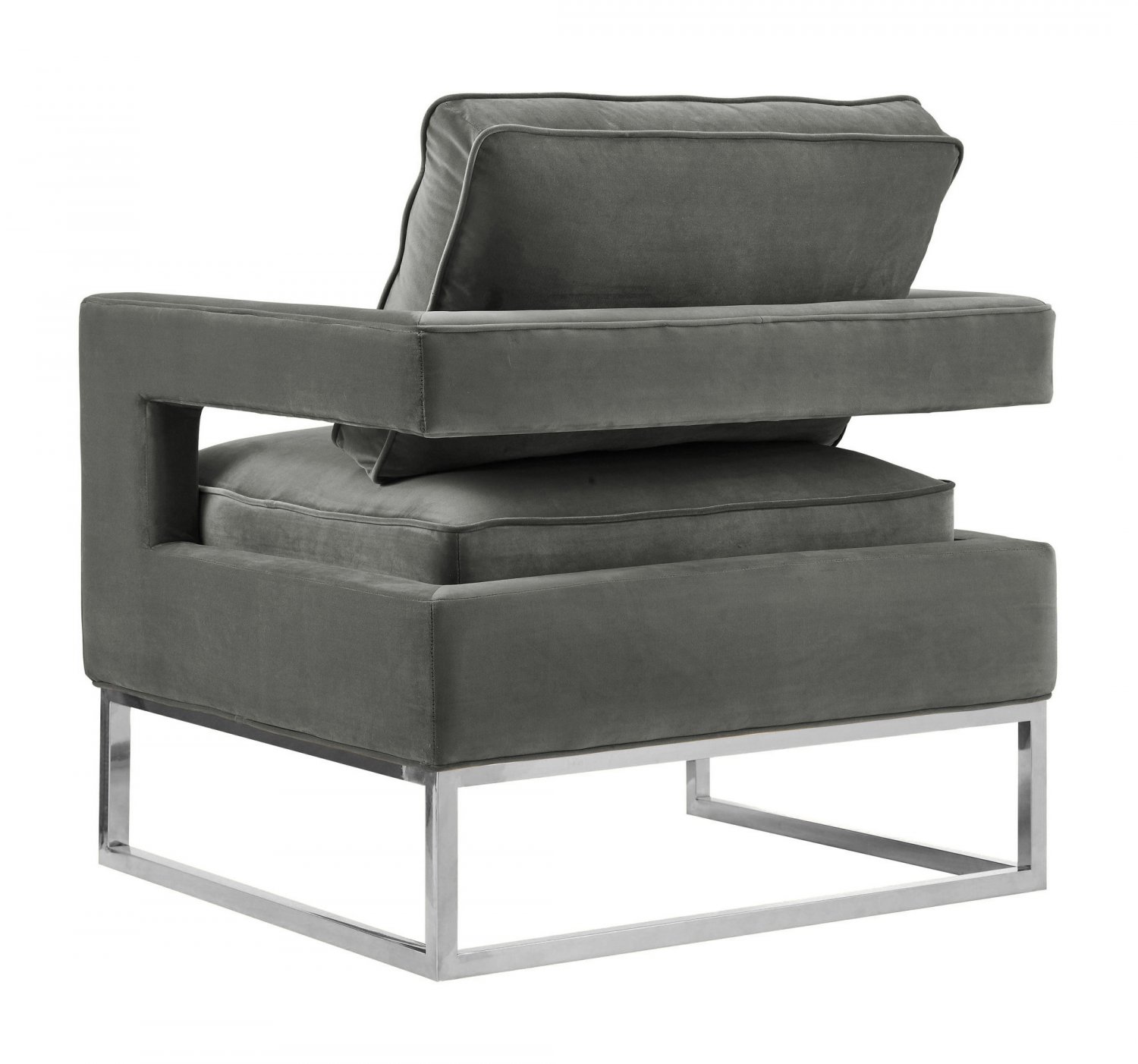 TOV Furniture Avery Grey Cushioned Velvet Chair - Silver Frame