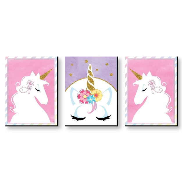 Big Dot Of Happiness Rainbow Unicorn Baby Girl Nursery Wall Art And Kids Room Decorations Gift Ideas 7 5 X 10 Inches Set Of 3 Prints