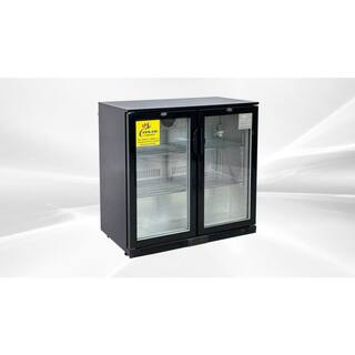 Cooler Depot 35 in. 7.4 cu. ft. 2 Glass Door Counter Height Back Bar Cooler Refrigerator with LED Lighting in Black DXXBC-230