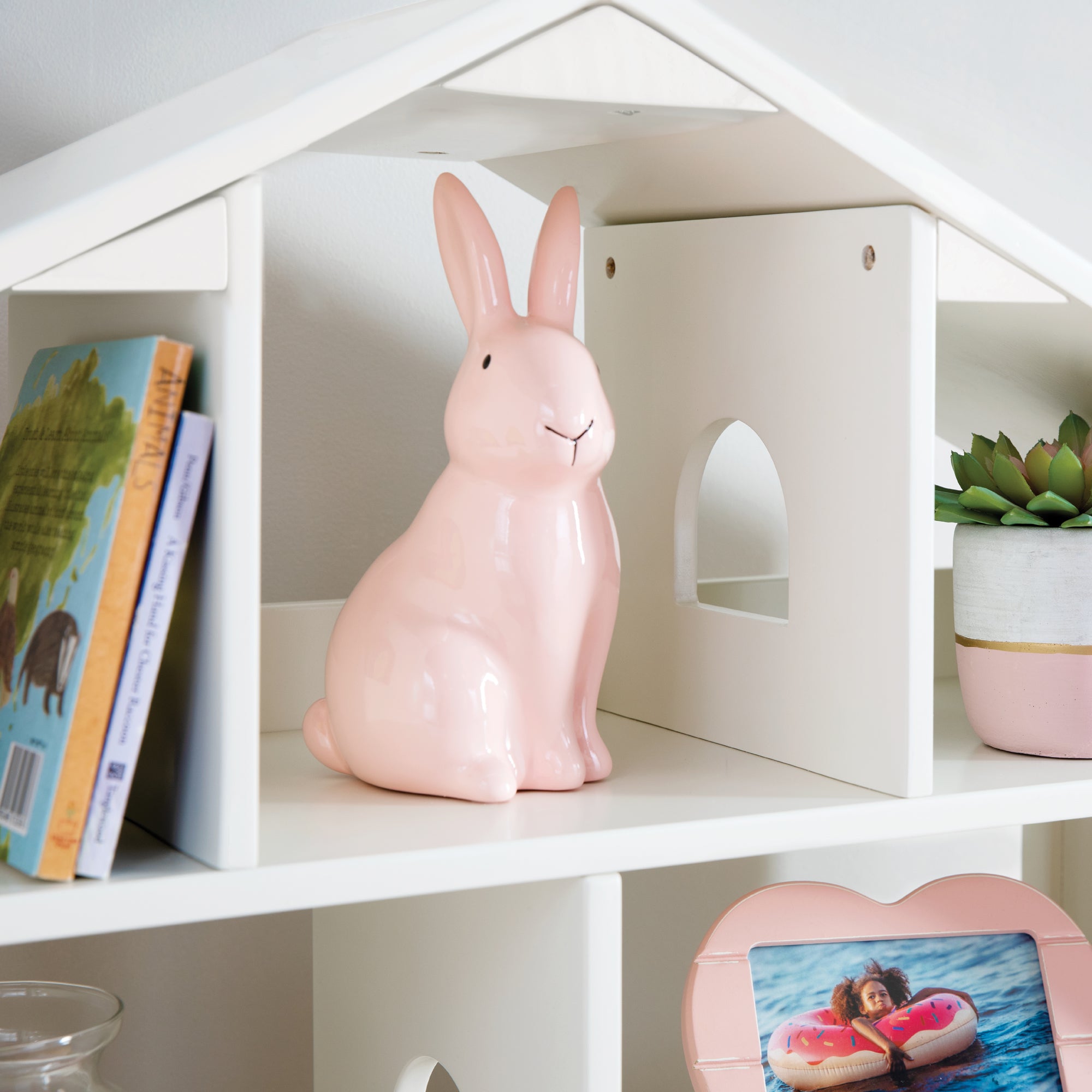 Martha Stewart Kids Jr. Dollhouse Bookcase - Creamy White: Wooden Organizer Shelves with two Storage Compartments for Books, Dolls, Toys, and School Supplies | Children's Bedroom Furniture - Ages 2-8