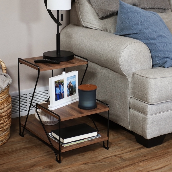 3-Tiered Accent Table with Faux Woodgrain Tabletops - 21