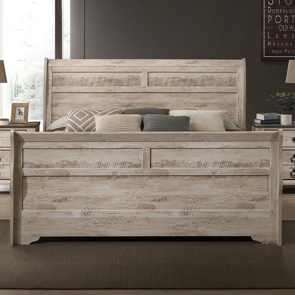 Roundhill Furniture Imerland Contemporary White Wash Finish 3 Piece Bedroom Set