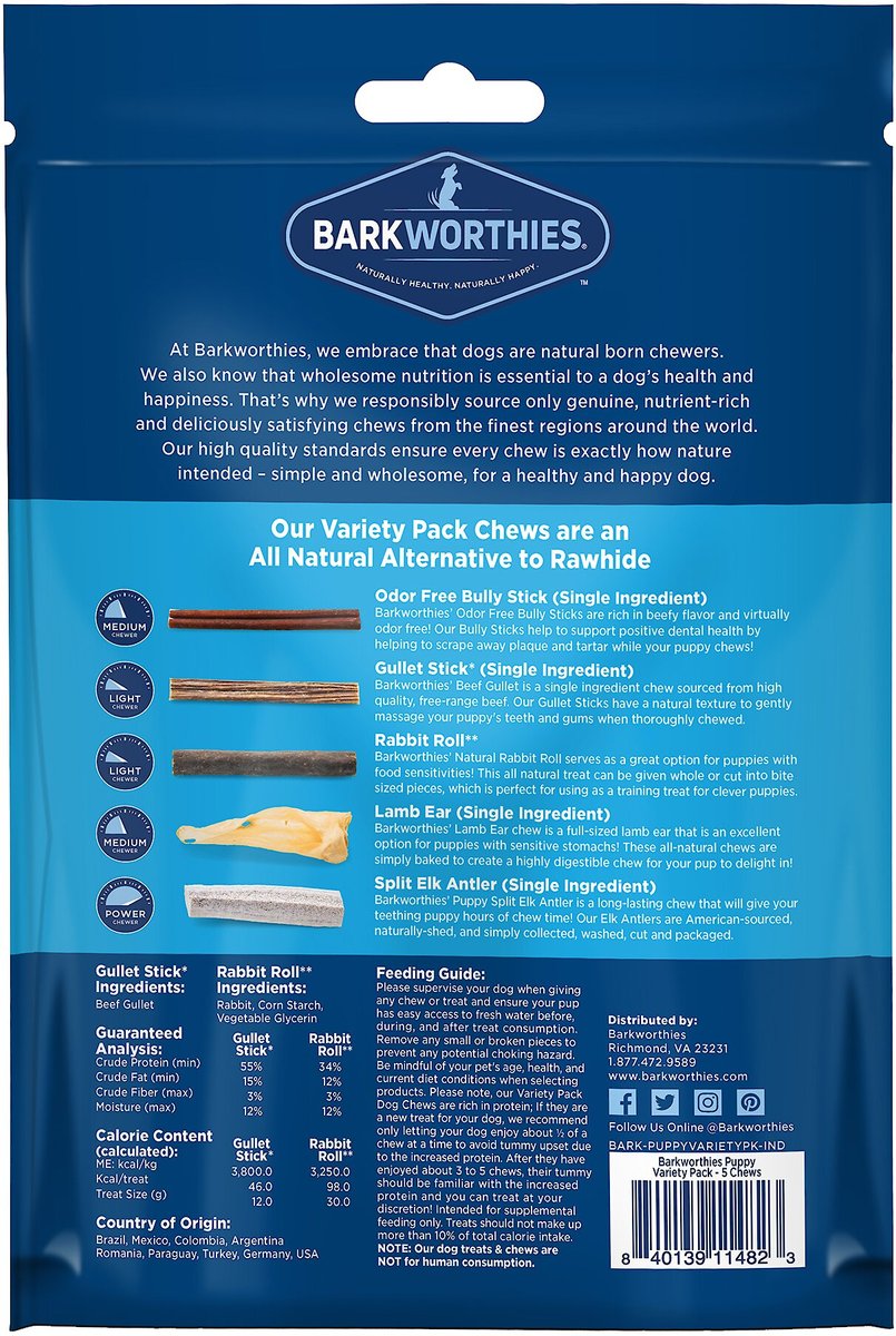 Barkworthies Puppy Variety Pack Natural Dog Chews