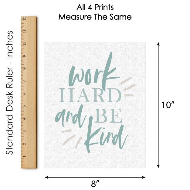 Big Dot Of Happiness Work Hard And Be Kind Unframed Inspirational Quotes Linen Paper Wall Art Set Of 4 Artisms 8 X 10 Inches Colorful