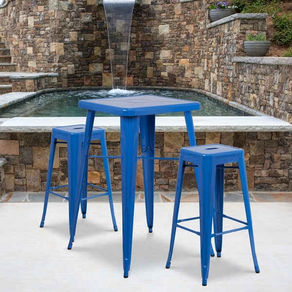 23.75inch Square Metal IndoorOutdoor Bar Table Set