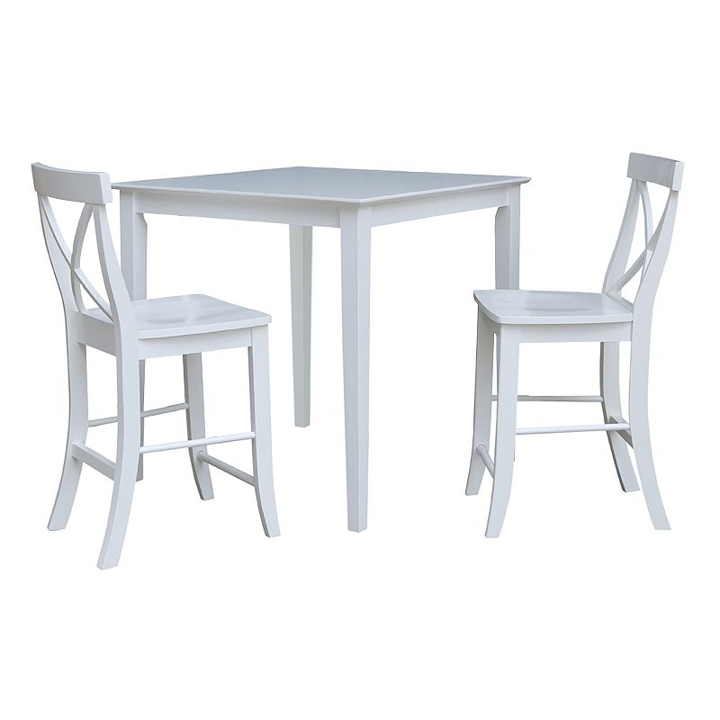 International Concepts Dining Table and X-Back Stool 3-piece Set