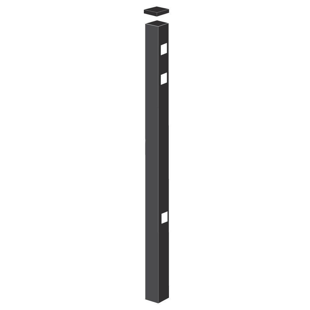 Barrette Outdoor Living 2-12 in. x 2-12 in. x 7-13 ft. Black Aluminum Fence Gate Post 73009251