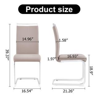 Polibi Modern Gray PU Leather High Back Upholstered Side Chair Dining Chair with C-shaped Tube Black Metal Legs (Set of 4) RS-MLHBUSC-GPL