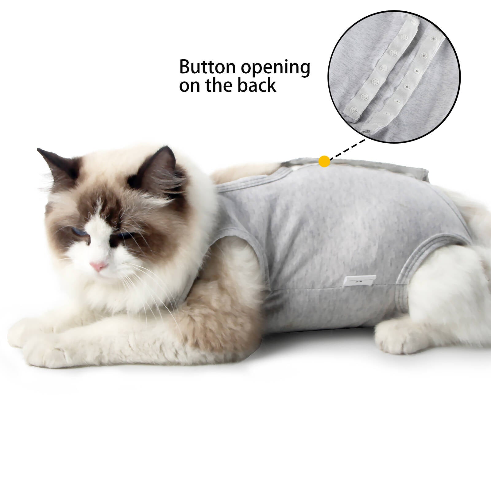 Dotoner Cat Recovery Suit for Abdominal Wounds or Skin Diseases， after Surgery Wear， E-Collar Alternative， Anti Licking Wounds Pajama Suit for Cats (L，light grey)