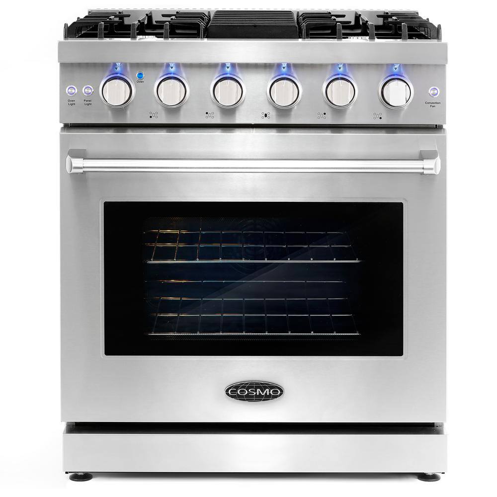 Cosmo 30 in. 4.55 cu. ft. Commercial-Style Gas Range with Convection Oven in Stainless Steel with Storage Drawer COS-EPGR304