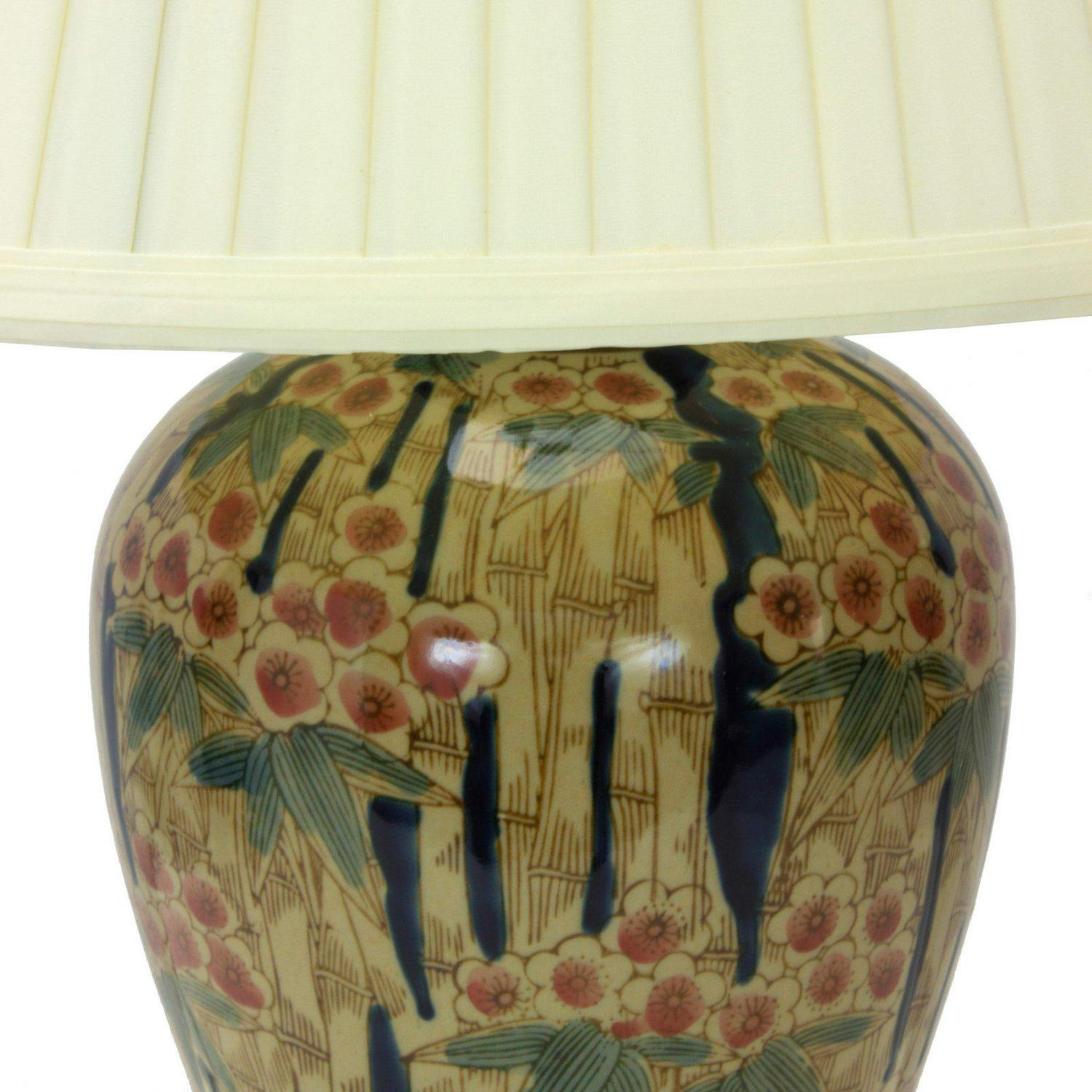 Oriental Furniture 25 Glazed Bamboo Blossom Vase Lamp