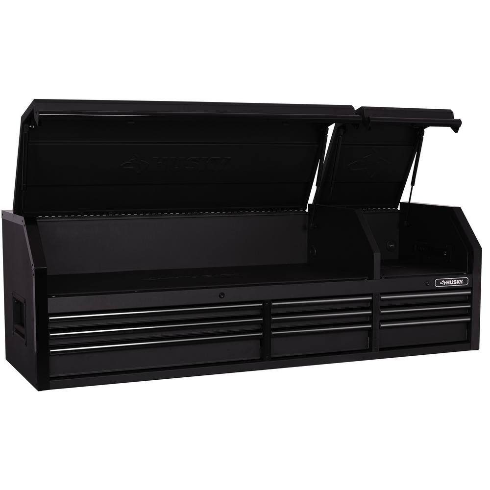 Husky Heavy-Duty 72 in. x 23 in. D 24-Drawer Matte Black Mobile Workbench with Top Chest H72MWC15CH9BLK