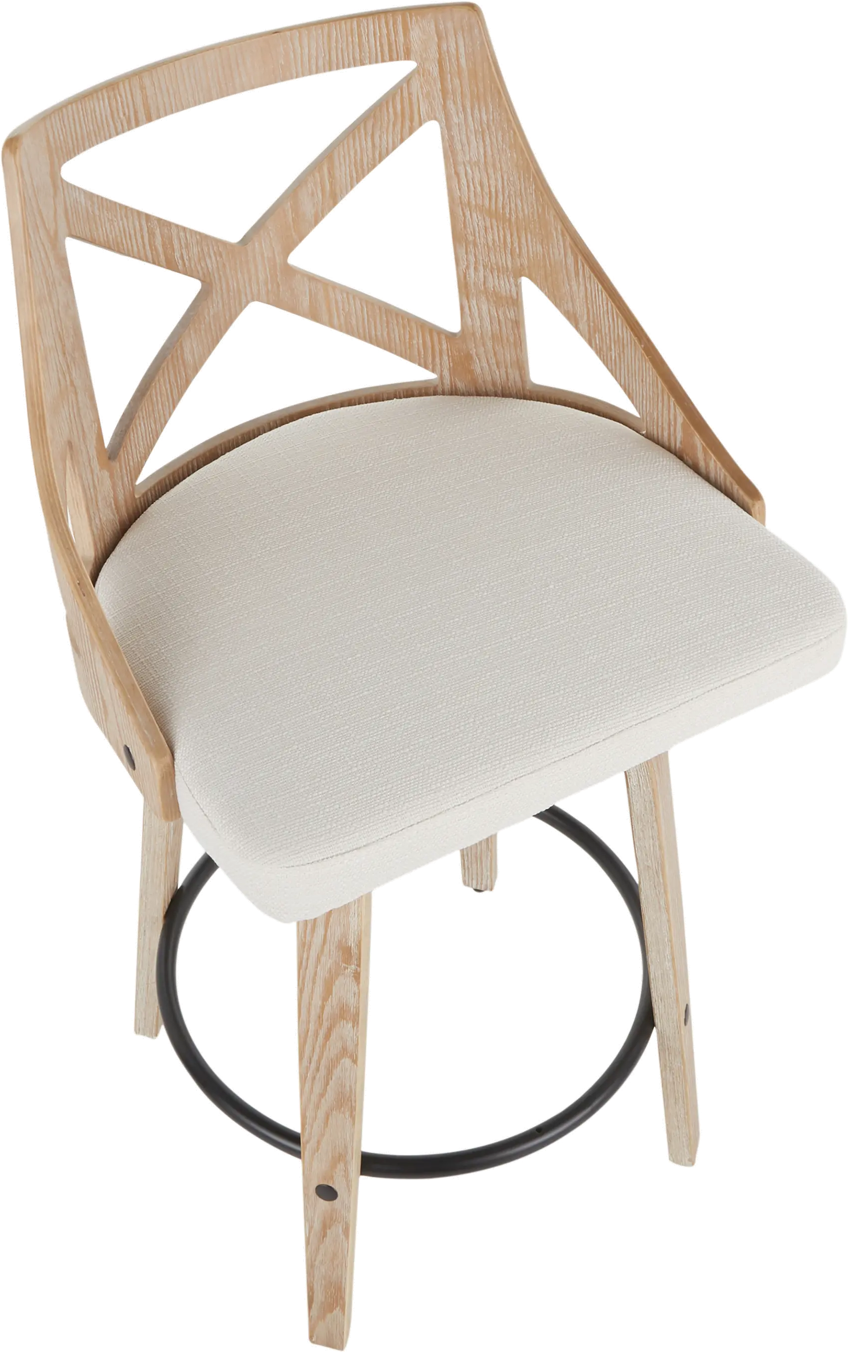 Charlotte Cream and White-Washed Wood Counter Stool， Set of 2