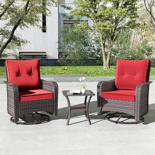 Kullavik 3 Pieces Patio Furniture Set，Outdoor Swivel Rocking Chairs