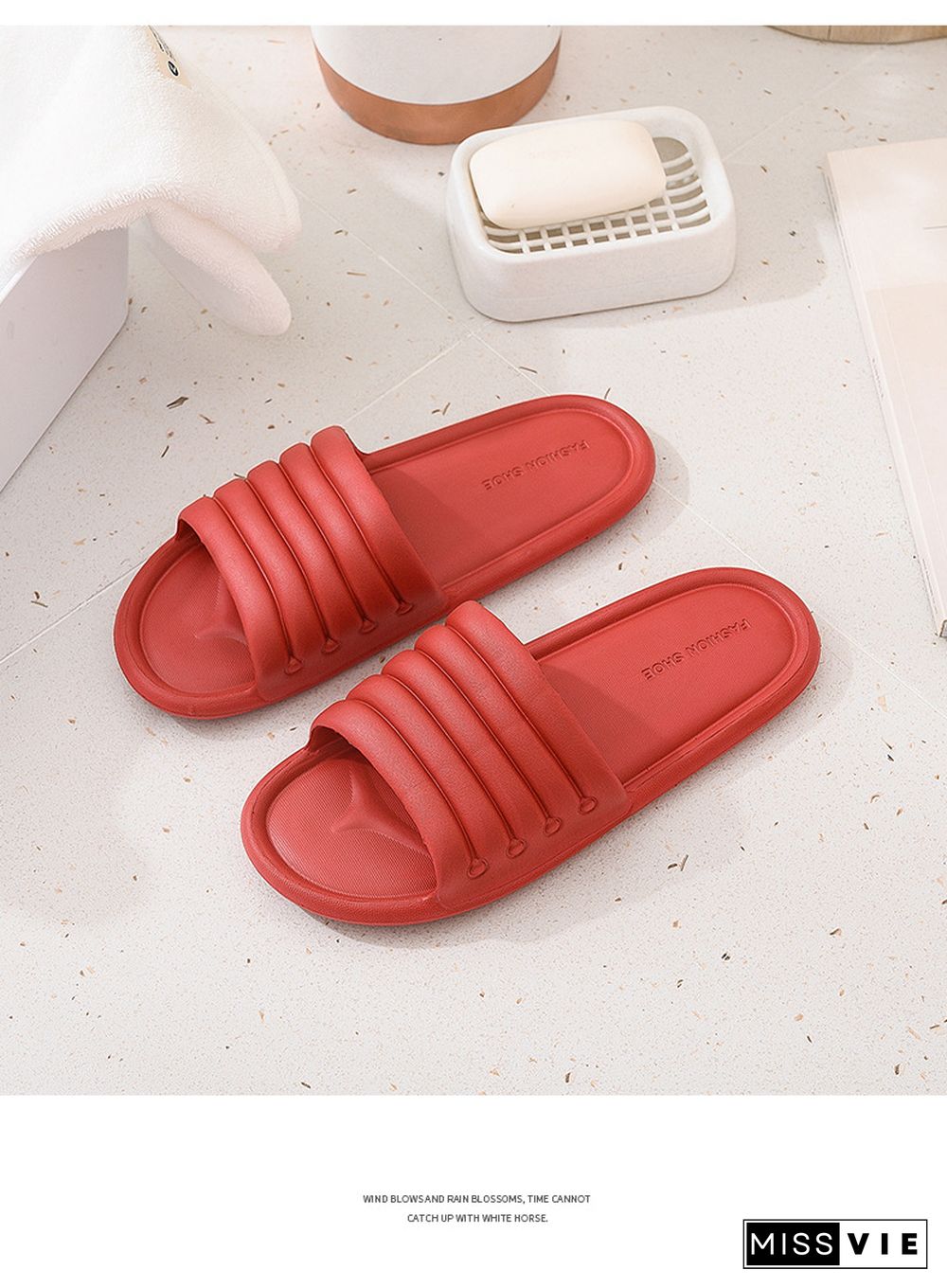 Fashion House Slippers EVA Soft Sole Slide Sandals Men Women Indoor Comfortable Non-slip Home Shower Slippers