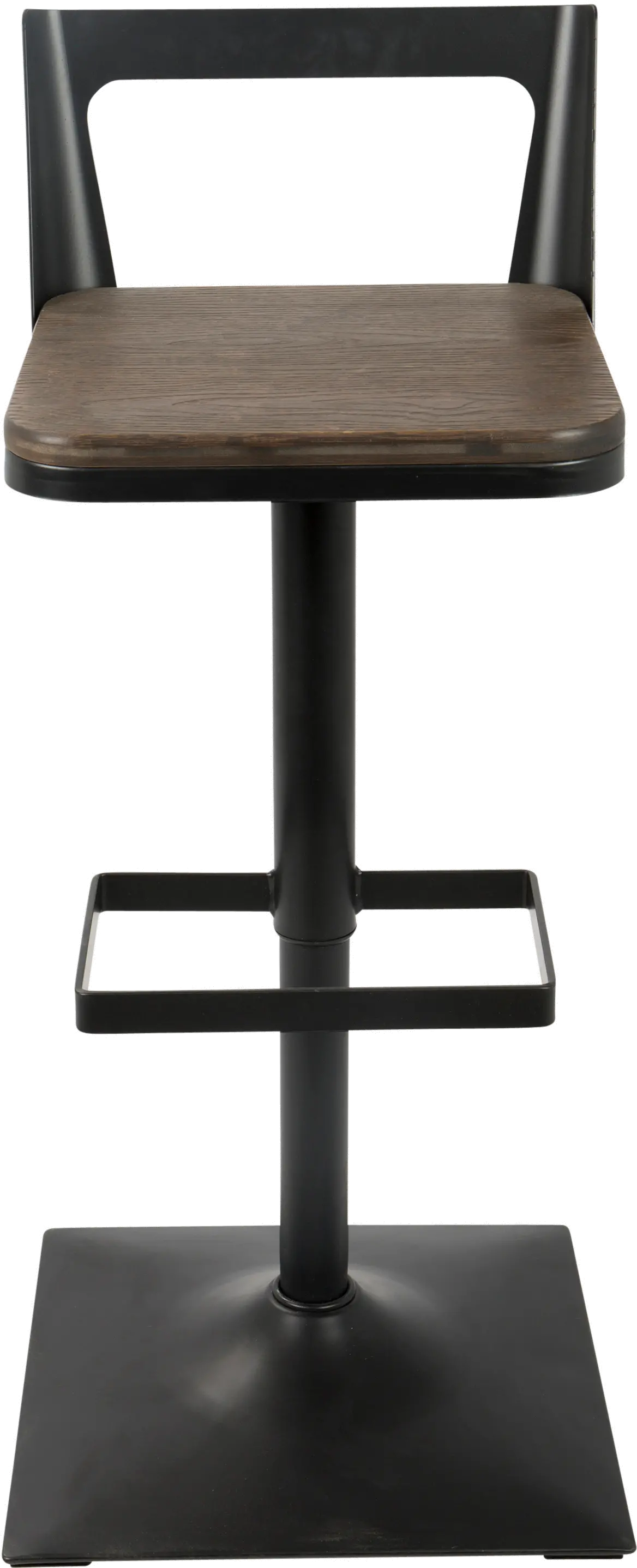 Industrial Black Metal and Brown Adjustable Stool - Samurai