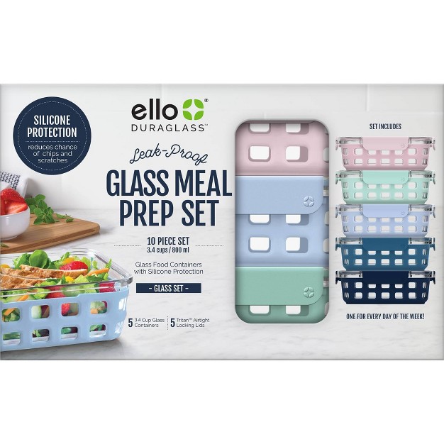 Ello 10pc Meal Prep Food Storage Container Set Pastels