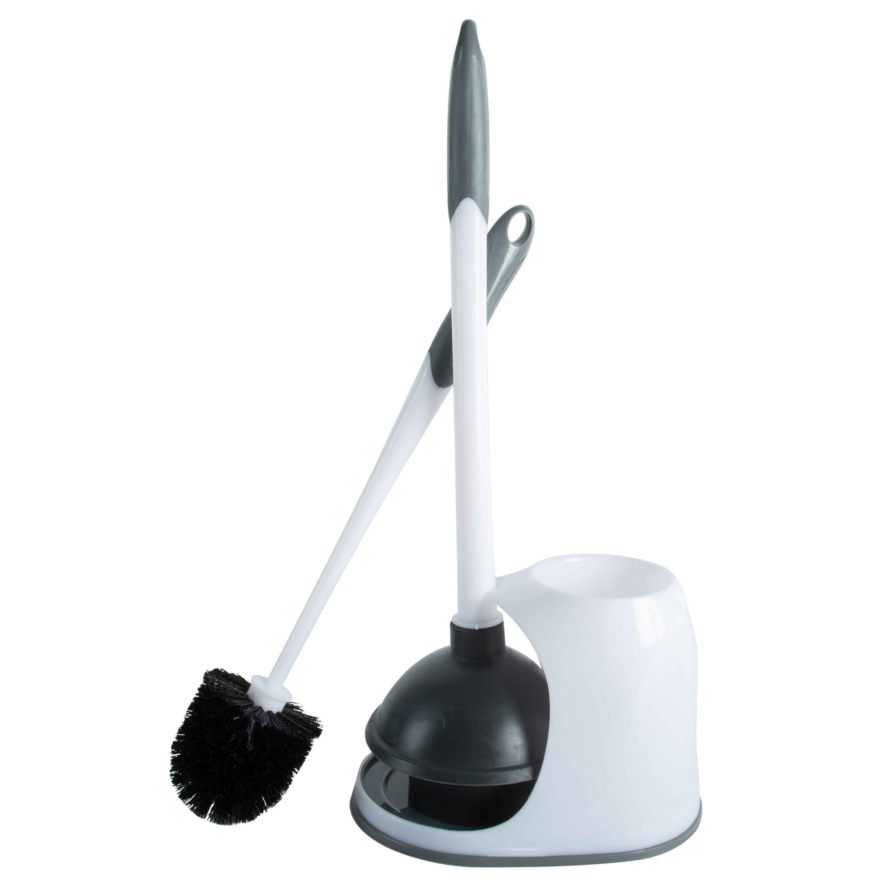 Bath Bliss 2-in-1 Toilet Bowl Brush and Plunger Set in White