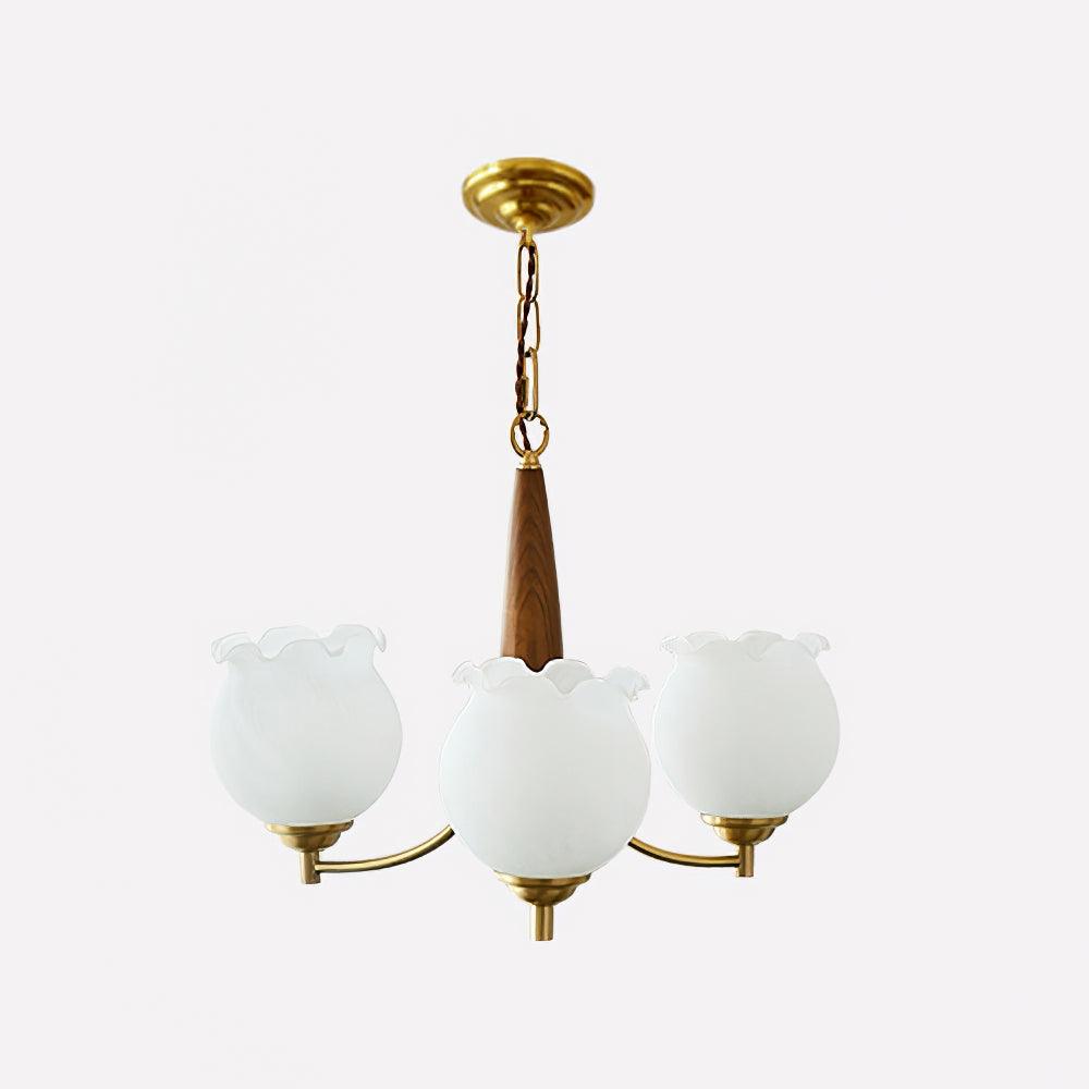 Tulips Glass Wood Chandelier