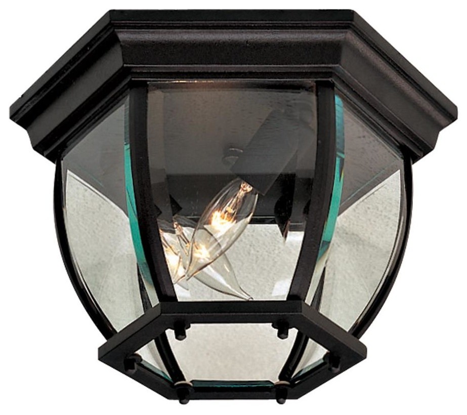 Minka Lavery Wyndmere 3 Light Black Outdoor Flush Mount   Traditional   Outdoor Flush mount Ceiling Lighting   by Lighting and Locks  Houzz