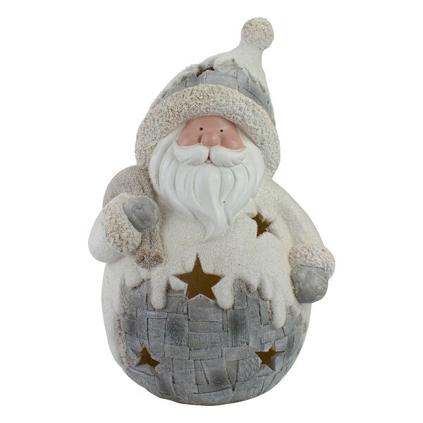 21 LED Lighted White and Gray Santa Christmas Tabletop Decoration