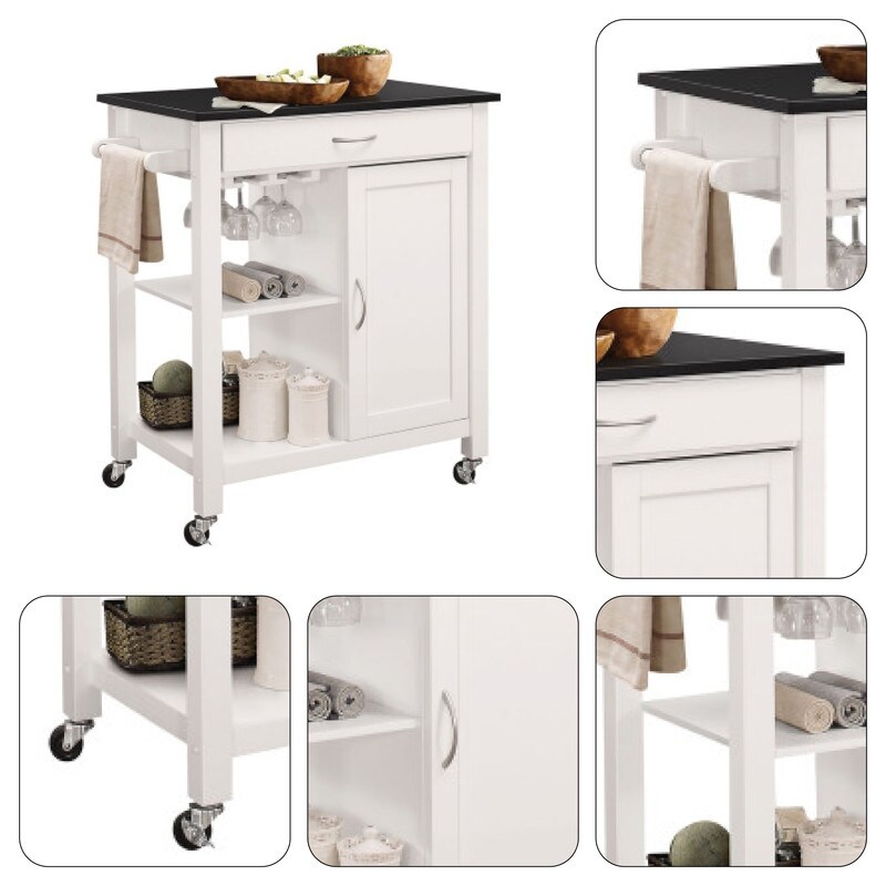 Contemporary kitchen cart Black islands kitchen Solid Wood storage cart