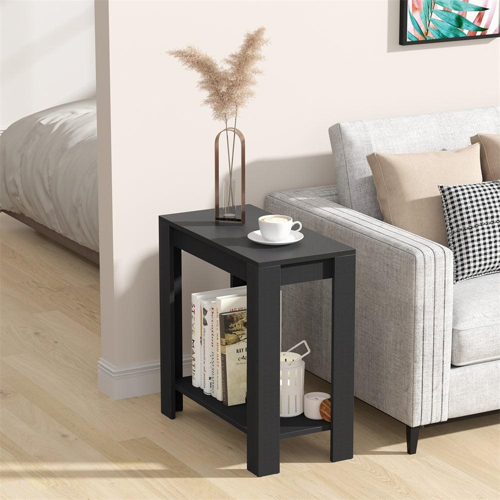 Narrow End Table with Shelf