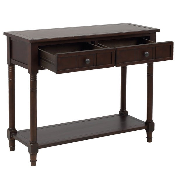 Merax 2-Drawer Console Table with Bottom Shelf