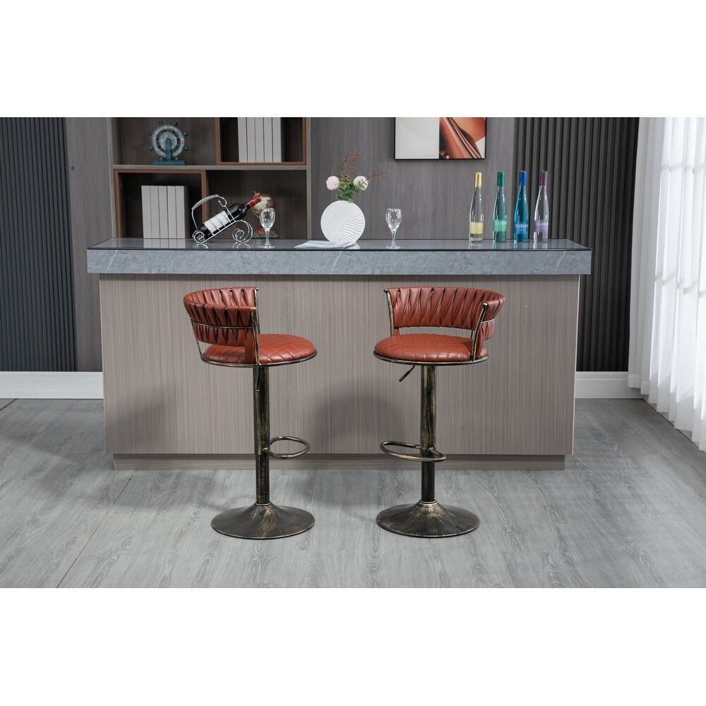 Swivel Bar Stools Set of 2 Adjustable Counter Height Chairs with Footrest for Kitchen  Dining Room 2PC/SET