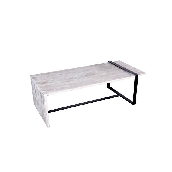 Farmhouse Rectangular Coffee Table with Wooden Top and Geometric Metal Frame