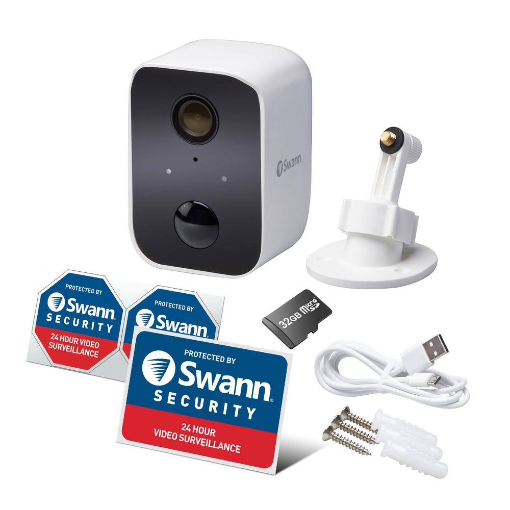 Swann Core Cam Battery Wireless IndoorOutdoor Security Camera White with True Detect Heat and Motion Detection (1-Pack) SWIFICORECAMGL