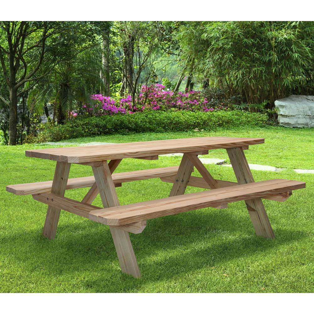 Outdoor Essentials 72 in. x 28.5 in. x 28.5 in. Premium Picnic Table Kit withTreated Legs 406723