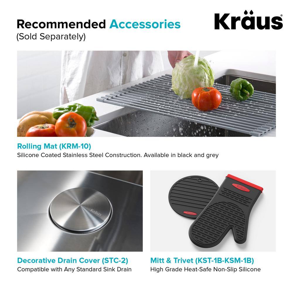 KRAUS Standart PRO All-in-One Undermount Stainless Steel 30 in. Single Bowl Kitchen Sink with Faucet in Stainless Steel KHU100-30-1610-53SS