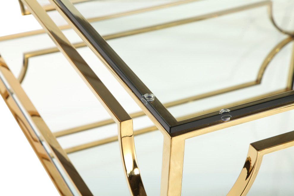 Z Edward Square Coffee Table Gold   Coffee Tables   by Pangea Home  Houzz