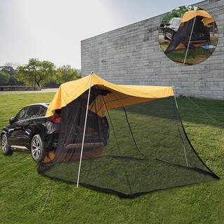 YIYIBYUS 4-Person 210T Polyester Fabric Portable Waterproof Car Awning Camping Tent in Yellow YD-HS1234P300-1